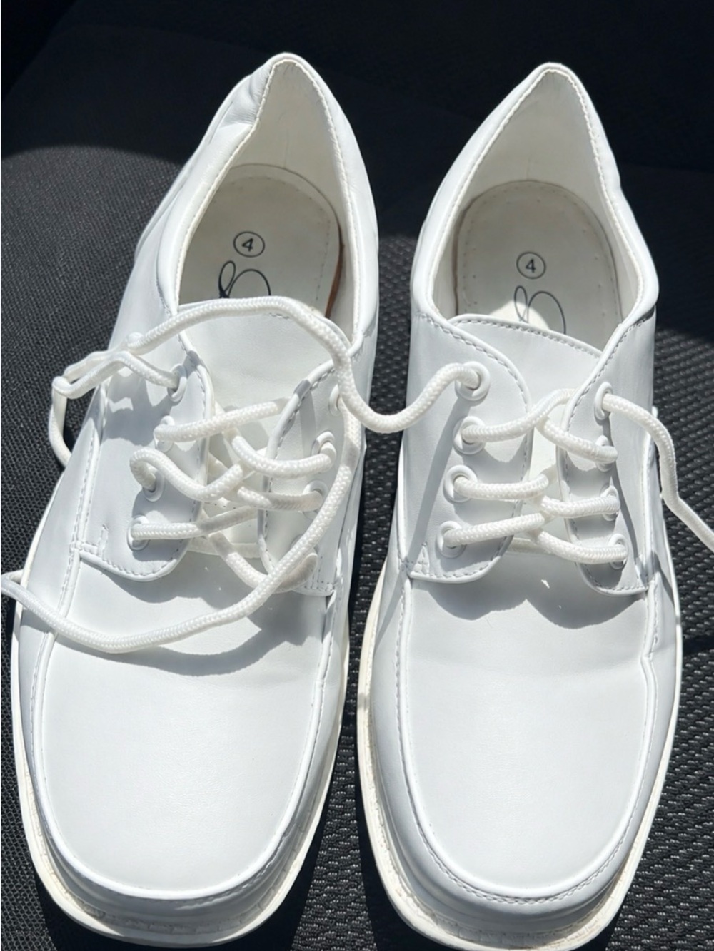 Kids White Lace-Up Dress Shoes